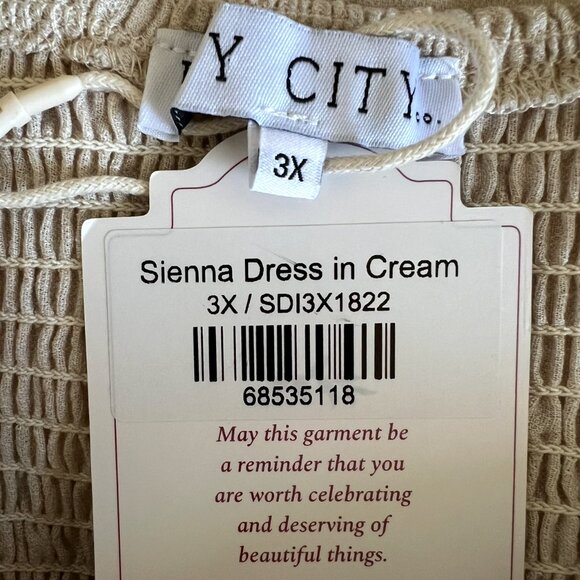 Ivy City NEW Sienna Smocked Tiered Maxi Dress In Cream Size 3X - Picture 12 of 14